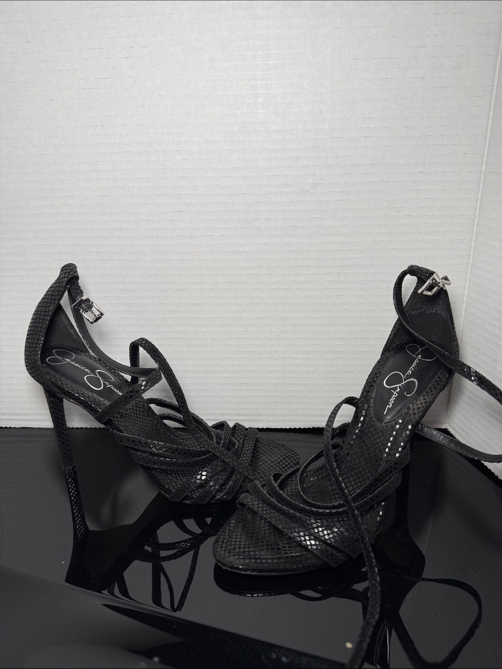 Jessica Simpson Zelta Snakeskin Print Strappy Heels Size 7